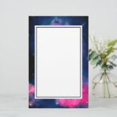 Roze en blauwe galaxy Nebula & sterren Abstract Briefpapier (Staand voorkant)