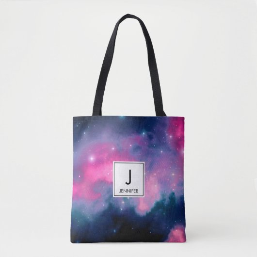 Roze en blauwe galaxy Nebula & sterren Abstract Draagtas (Voorkant)