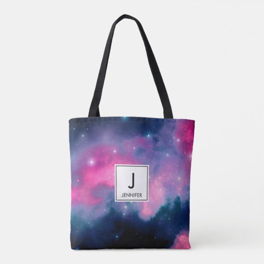 Roze en blauwe galaxy Nebula & sterren Abstract Draagtas (Achterkant)