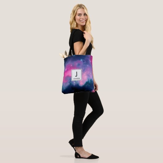 Roze en blauwe galaxy Nebula & sterren Abstract Draagtas (Op model)