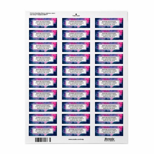Roze en blauwe galaxy Nebula & sterren Abstract Etiket (Full Sheet)