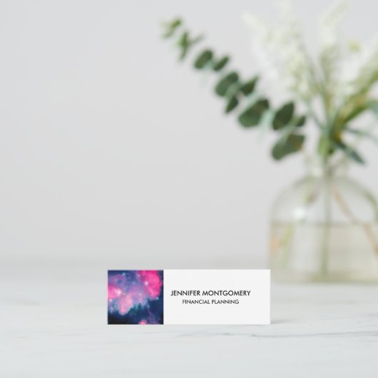 Roze en blauwe galaxy Nebula & sterren Abstract Mini Visitekaartje (Staand voorkant)