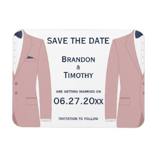 Roze en blauwe gay trouw Save The Date magneten