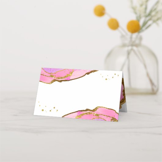 Roze en Blauwe Geode en Goud | Bruiloft (Voorkant)