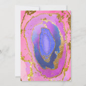 Roze en blauwe geode met goud | Bat Mitzvah Kaart (Achterkant)