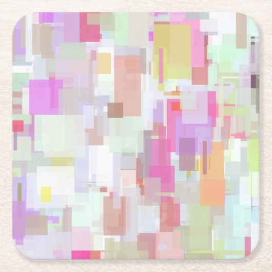 Roze en Blauwe Geometrische Abstractie Vierkante Kartonnen Onderzetter (Voorkant)