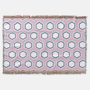 Roze en blauwe geometrische patronen deken