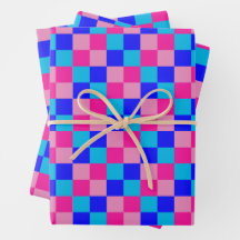 Roze en blauwe geruite print