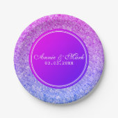 Roze en blauwe glitter- Sla de datum Papieren Bordje (Voorkant)