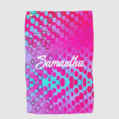 Roze en blauwe gradiënthexagonpatroon golfhanddoek (Voorkant)