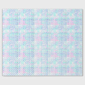 Roze en Blauwe Grafische Vierkanten Cadeaupapier (Vlak)