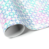 Roze en Blauwe Grafische Vierkanten Cadeaupapier (Rol Hoek)