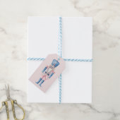 Roze en Blauwe Grandmillennial Nutcrackers Cadeaulabel (Met Touw)