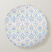 Roze en Blauwe Grandmillennial Reversible Monogram Rond Kussen (Achterkant)