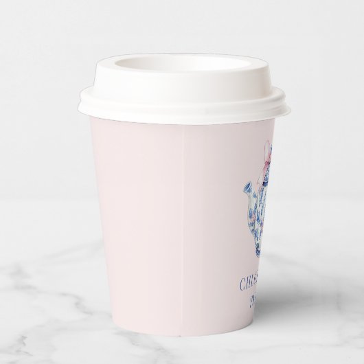Roze en blauwe Grandmillennial Tea Party Papieren Bekers (Rechts)