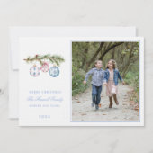 Roze en Blauwe Grootduizendjarige Kerstversiering Kaart (Voorkant)