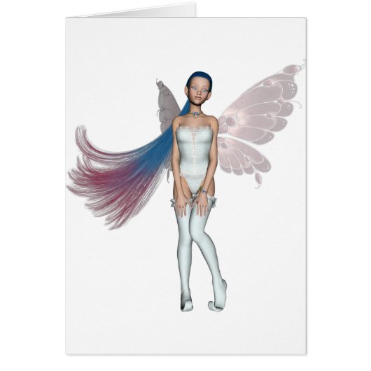 Roze en blauwe haarPixie in wit (Voorkant)