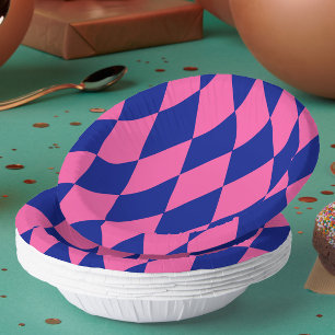 Roze en blauwe harlekijn geruite ontwerp  papieren kommen