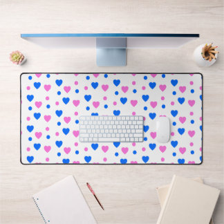 Roze en Blauwe Harten en Polka Dots Patroon Bureaumat