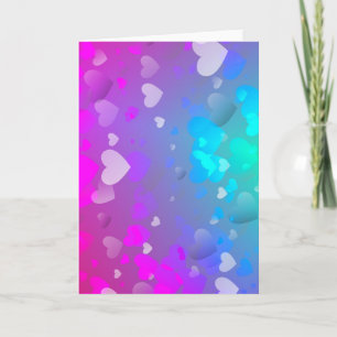 Roze en blauwe harten feestdagen kaart