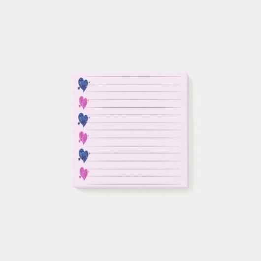 Roze en blauwe hartpost - it notities post-it® notes (Voorkant)