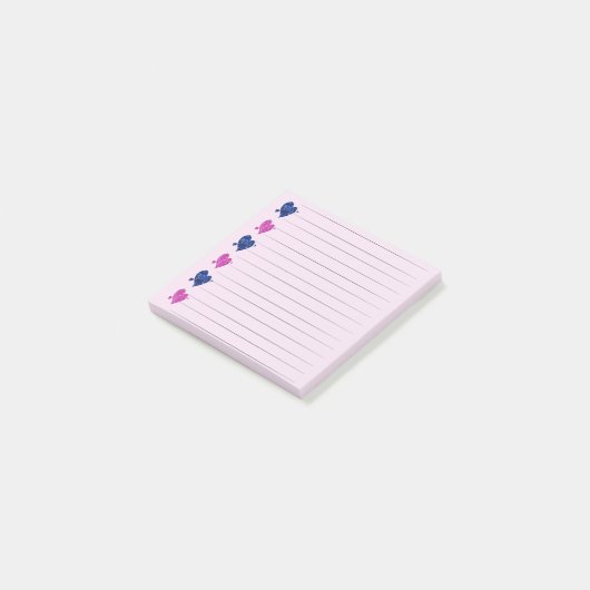 Roze en blauwe hartpost - it notities post-it® notes (Schuin)