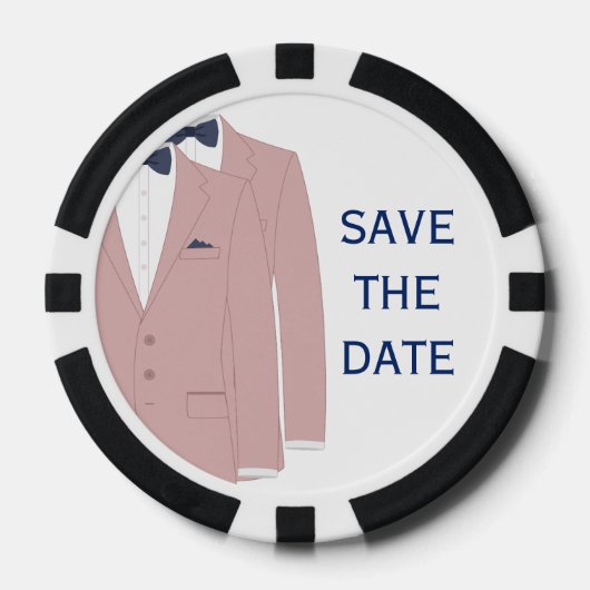 Roze en blauwe homohuwelijk Save The Date-pokerver Poker Chips (Voorkant)