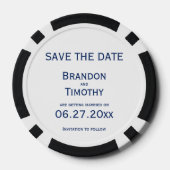 Roze en blauwe homohuwelijk Save The Date-pokerver Poker Chips (Achterkant)
