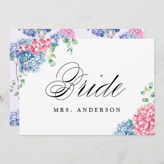 Roze en blauwe hydrangeas Bodembord Feestdagenkaart (Voorkant / Achterkant)