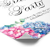 Roze en blauwe hydrangeas Graduparty Welcome Poster (Hoek)