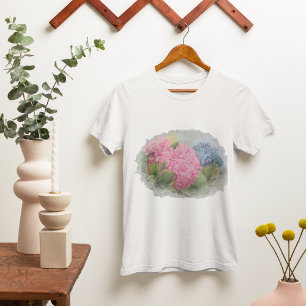 Roze en blauwe hydrangeas t-shirt