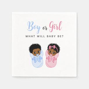 Roze en Blauwe Ingepakte Zwarte Baby Geslacht Reve Servet