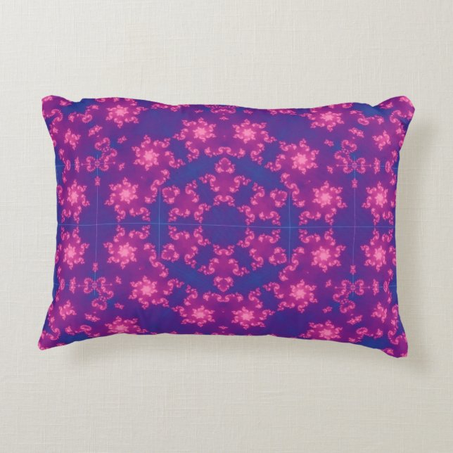 Roze en blauwe kaleidoscoop gradiënt Snowflake Accent Kussen (Achterkant)