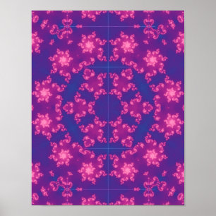 Roze en blauwe kaleidoscoop gradiënt Snowflake Poster