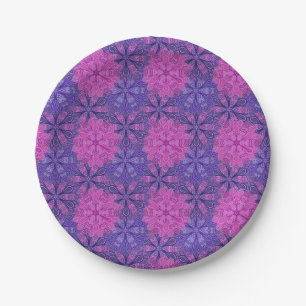 Roze en blauwe kleurrijke mandala patroon papieren bordje