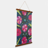 Roze en blauwe kosmische Pop Hangend Wandkleed (Gebogen)