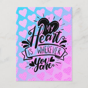Roze en Blauwe Krabbel Harten Valentijnsdag Briefkaart