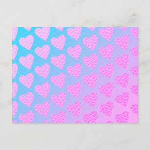 Roze en Blauwe Krabbel Harten Valentijnsdag Briefkaart