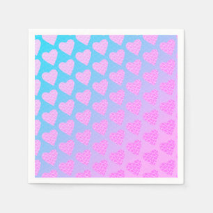 Roze en Blauwe Krabbel Harten Valentijnsdag Feest Servet