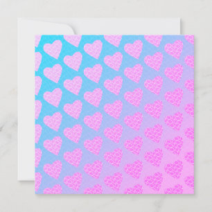 Roze en Blauwe Krabbel Harten Valentijnsdag Kaart