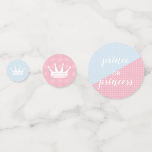 Roze en Blauwe Kroon Genderonthullende Partij Confetti (Achterkanten)