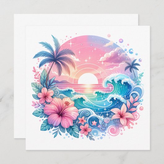  Roze en Blauwe Kustkunst (Voorkant / Achterkant)