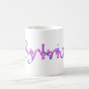 Roze en blauwe letternaam koffiemok