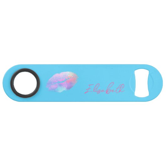 Roze en Blauwe Lips Speed Flessenopener (Voorkant (Horizontaal))
