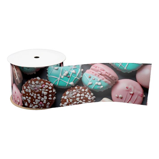 Roze en blauwe macaron lint (Spoel)