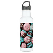 Roze en blauwe macaron met sprenkels waterfles  (Voorkant)
