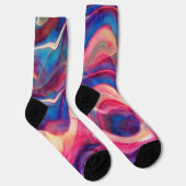 Roze en blauwe marmer kunst sokken (Rechts)