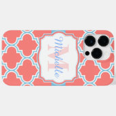Roze en blauwe Marokkaanse Quatrefoil Case-Mate iPhone Case (Achterkant (horizontaal))