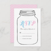 Roze en blauwe  Mason Jar Wedding RSVP (Voorkant / Achterkant)