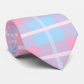 Roze en blauwe Mega Pset Tartan Gingham Patroon Stropdas (Opgerold)